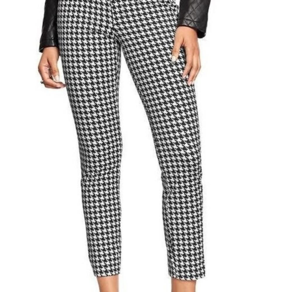 Old Navy Pixie Ankle Pants‎ Womens 10 Black White Houndstooth Slim Mid Rise